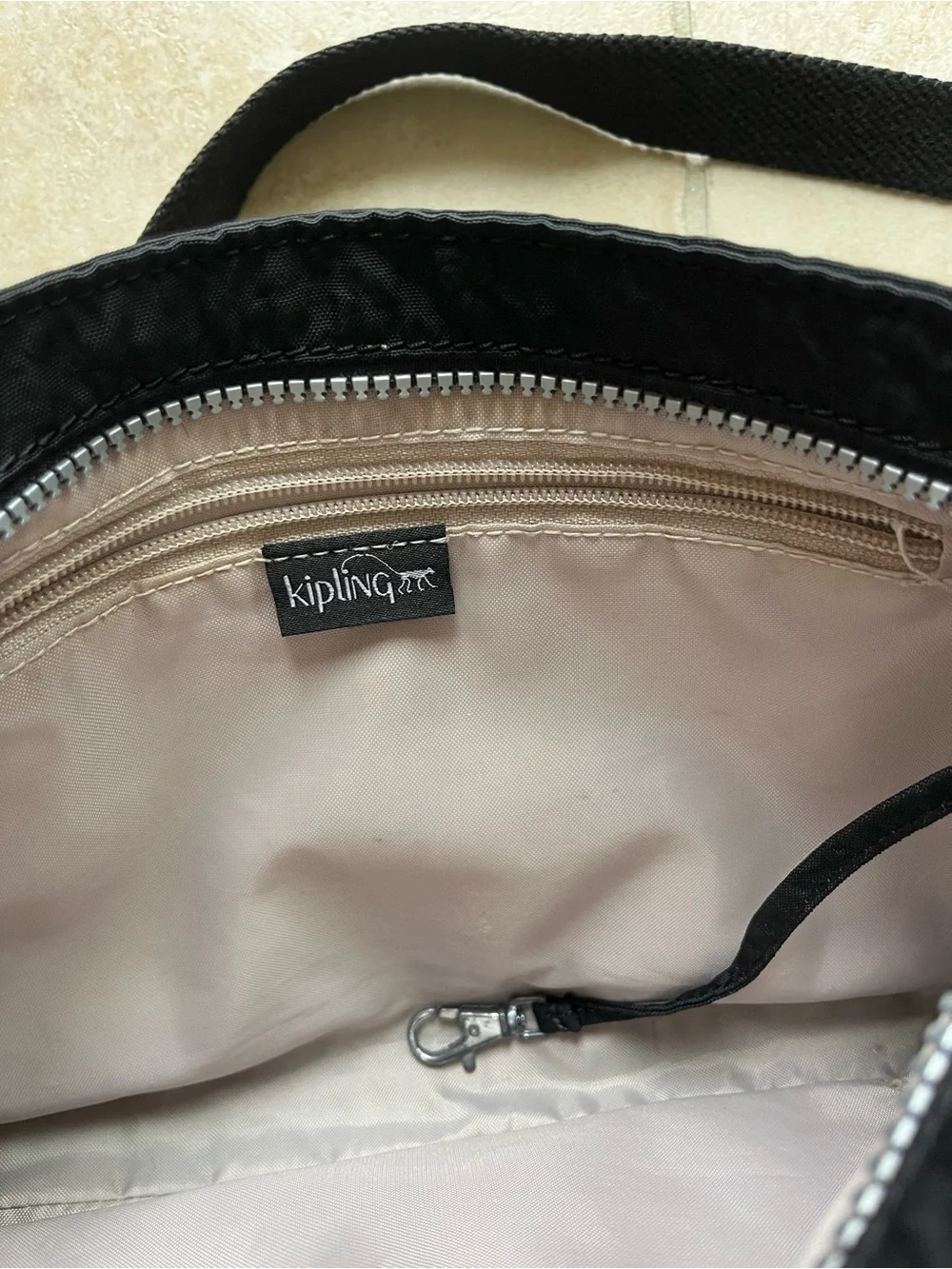 Kipling Black Crossbody Shoulder Bag with Monkey Charm